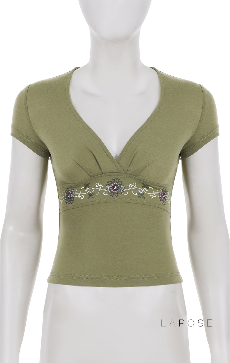 Elyzabeth Floral V-Neck Top [CSDRB41F]