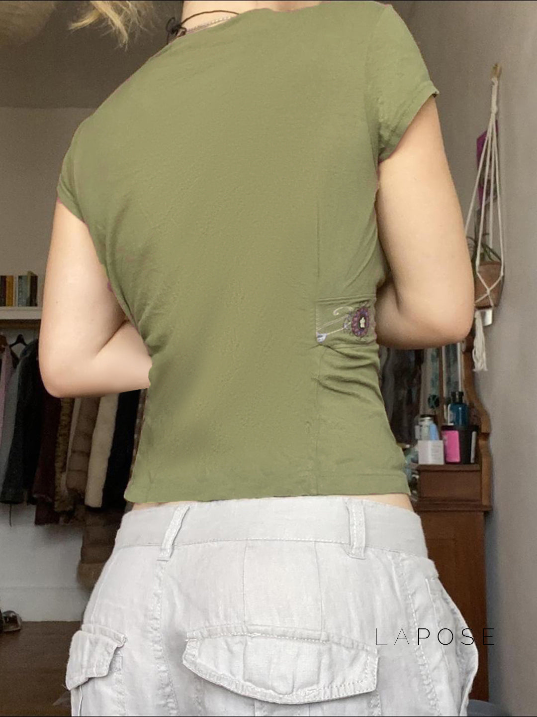 Elyzabeth Floral V-Neck Top [PPG5V3DB]