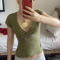Elyzabeth Floral V-Neck Top [6ZWUNXLZ]