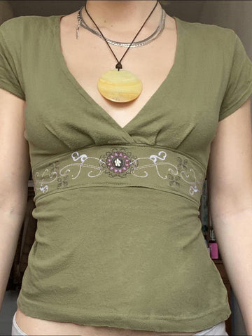 Elyzabeth Floral V-Neck Top [E52BDWON]