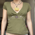 Elyzabeth Floral V-Neck Top [Z768MYAU]