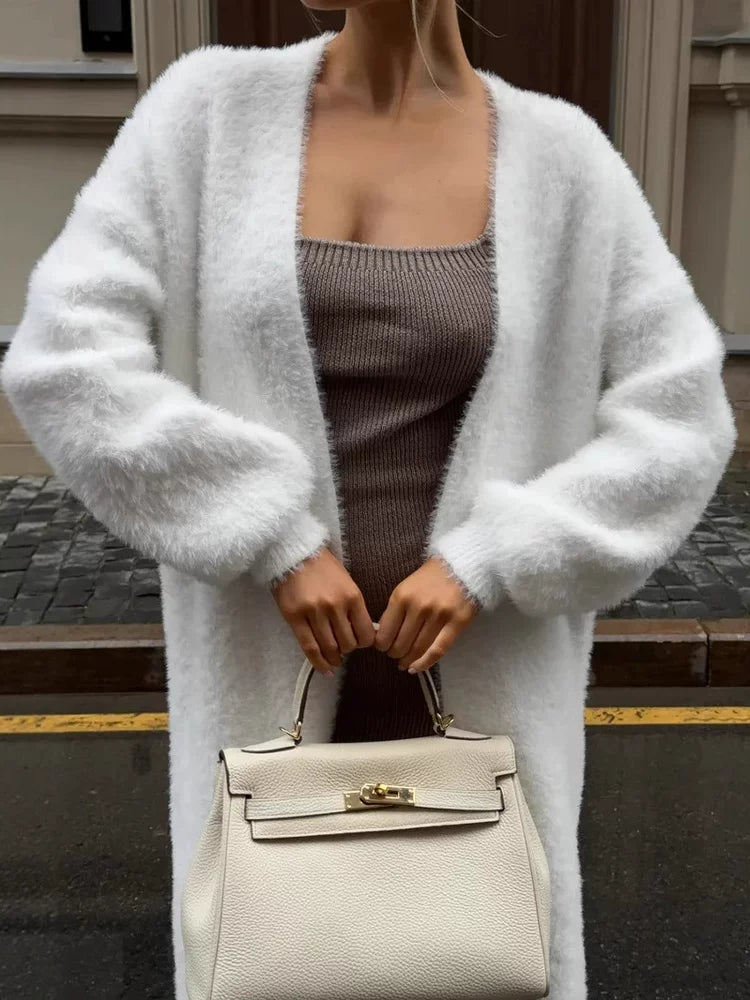 LaPose - Emarie Longline Fuzzy Knit Cardigan