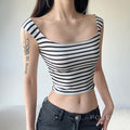 Emberlee Striped Square Neck Crop Top [BKBNELXM]