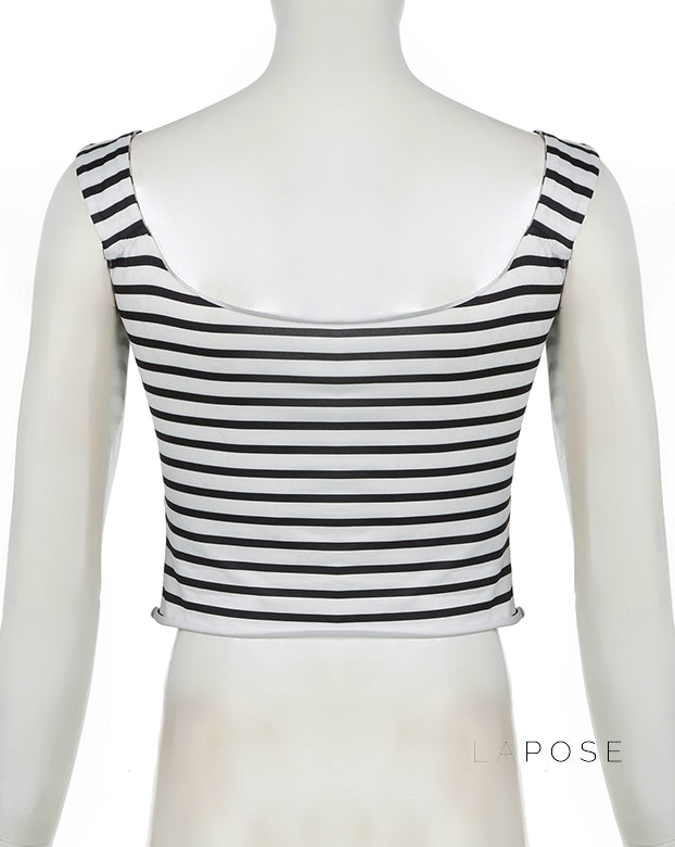 Emberlee Striped Square Neck Crop Top [2MPXTUO5]