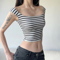 Emberlee Striped Square Neck Crop Top [YH81FPBP]