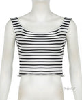 Emberlee Striped Square Neck Crop Top [99X46NRM]