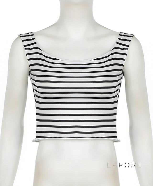 Emberlee Striped Square Neck Crop Top [99X46NRM]