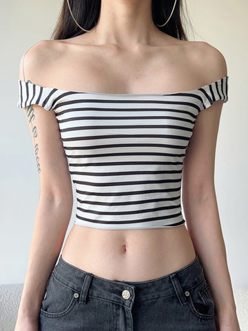 Emberlee Striped Square Neck Crop Top [MB9XGTJ4]