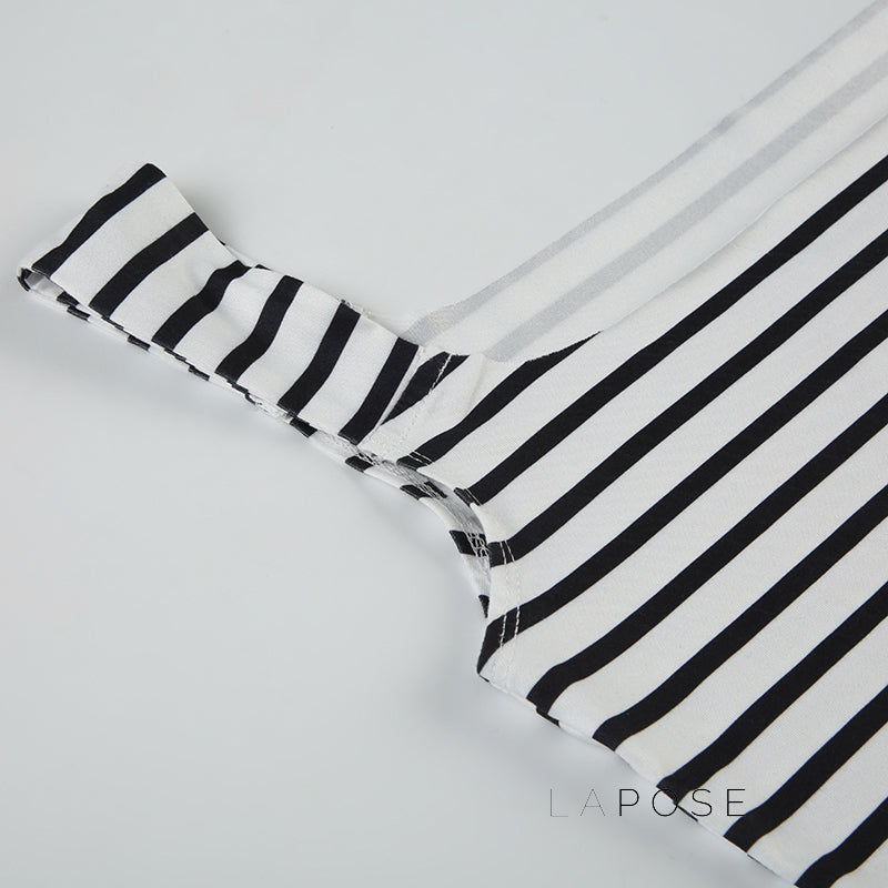 Emberlee Striped Square Neck Crop Top [LL00ANI5]