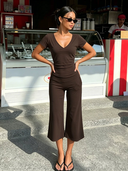 Emberlee V-Neck Top and Pants Set