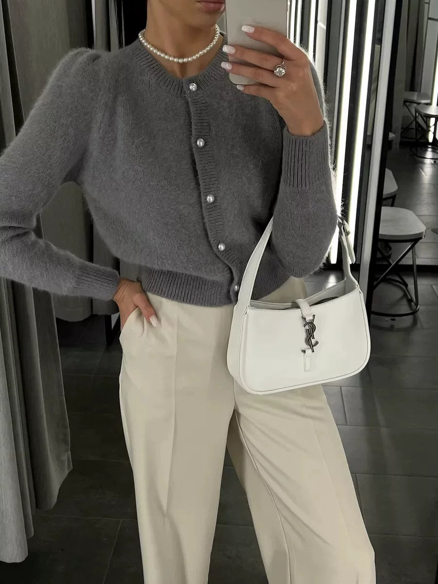 LaPose - Emberleigh Pearl Button Knit Cardigan