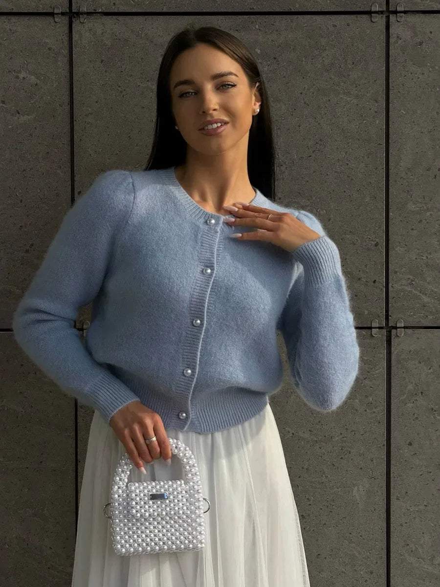 LaPose - Emberleigh Pearl Button Knit Cardigan