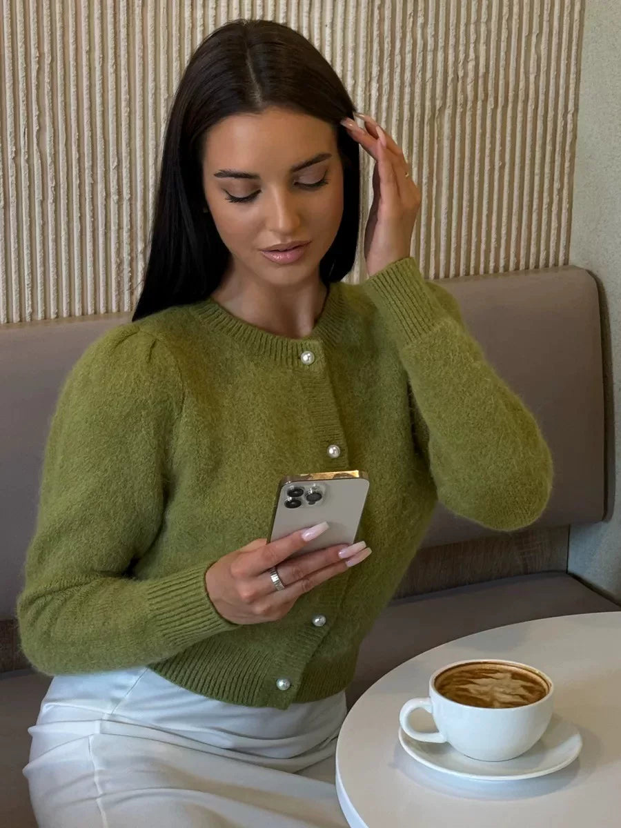 LaPose - Emberleigh Pearl Button Knit Cardigan