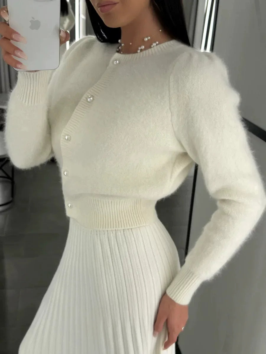 LaPose - Emberleigh Pearl Button Knit Cardigan