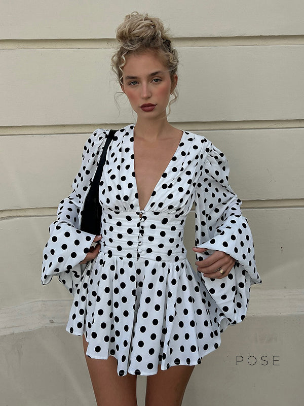 Embry Polka Dot Puff Sleeve Dress [UUECMPIE]