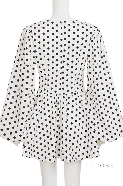 Embry Polka Dot Puff Sleeve Dress [BP1K815Q]
