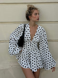 Embry Polka Dot Puff Sleeve Dress [OEC0AAM6]