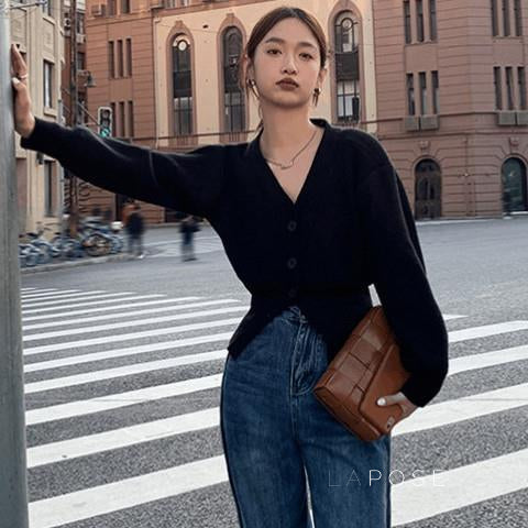Embry V-Neck Knit Cardigan [FDB6S6PS]