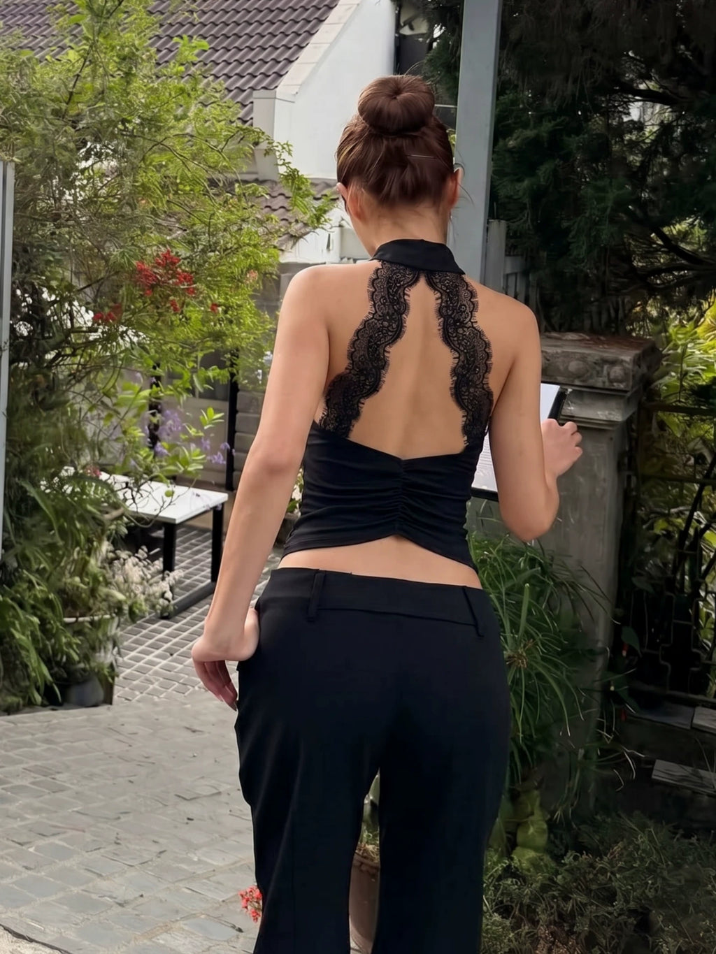 LaPose - Emeli Lace Backless Halter Top