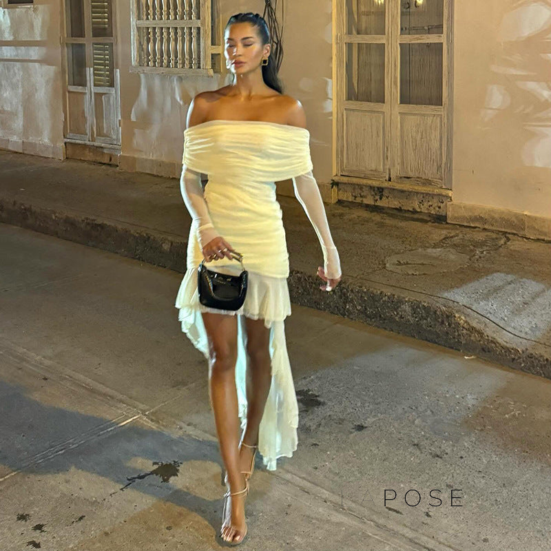 Emely Off-Shoulder Ruched Gown [KT6BMF7N]