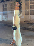 Emely Off-Shoulder Ruched Gown [TU1MEKEK]