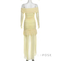 Emely Off-Shoulder Ruched Gown [X1IX783P]