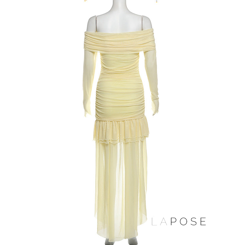 Emely Off-Shoulder Ruched Gown [X1IX783P]