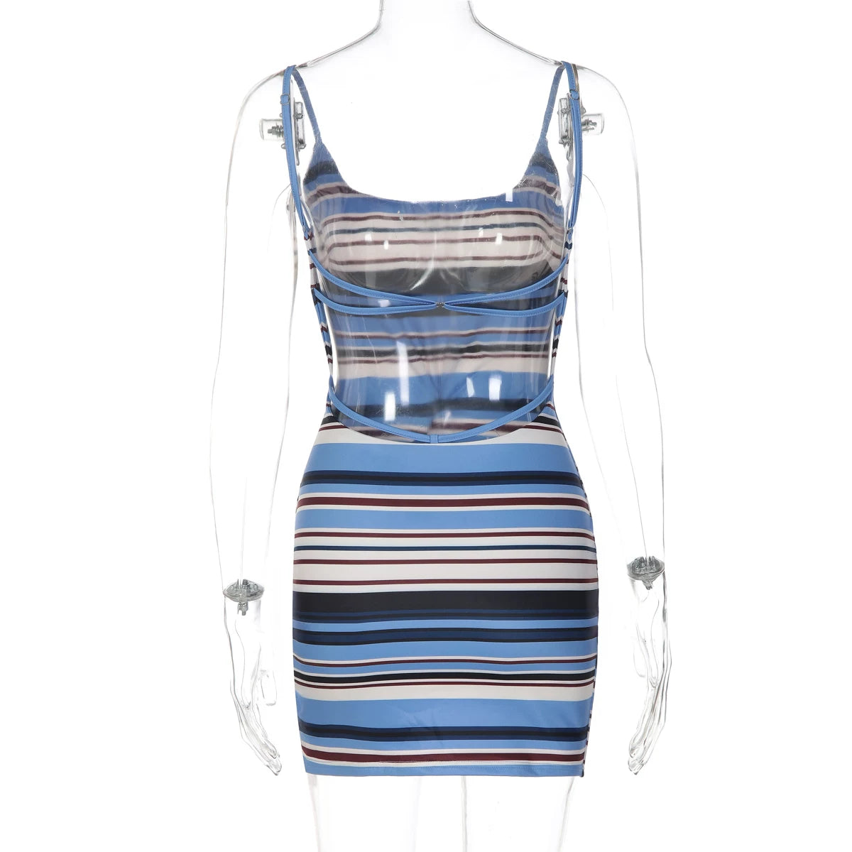 LaPose - Emeri Striped Backless Mini Dress