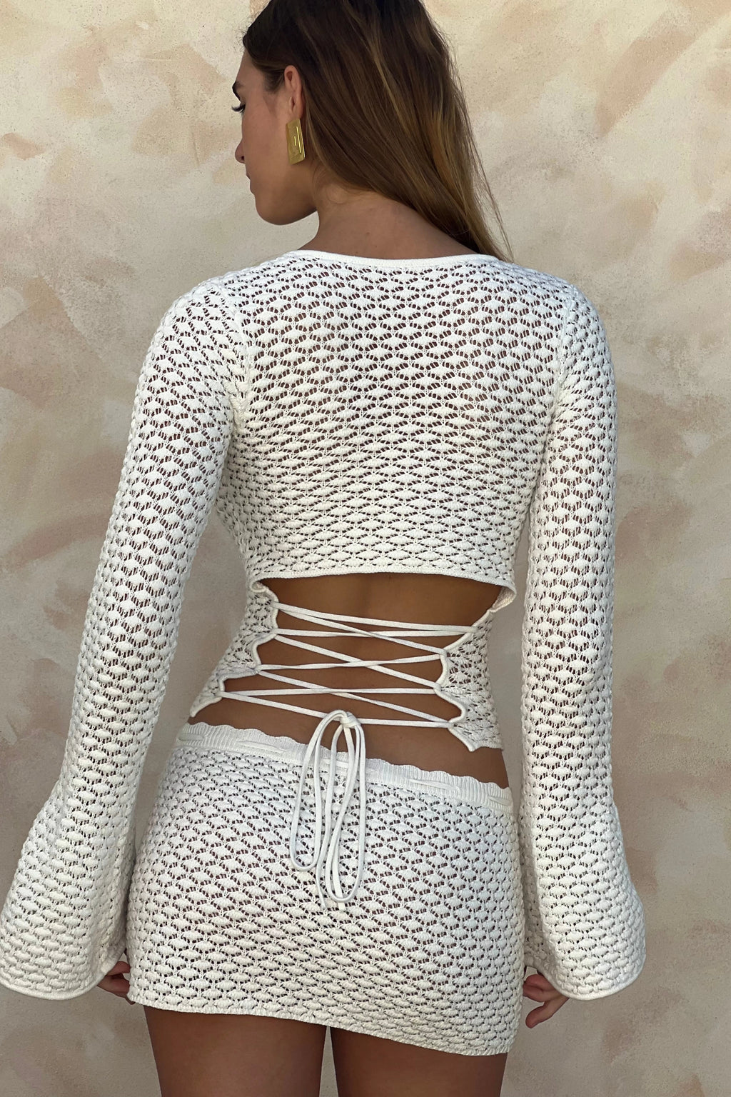 LaPose Emerson Beaded Crochet Mini Skirt