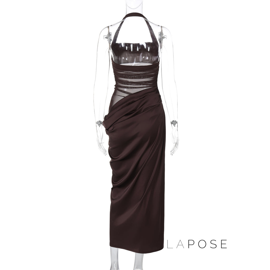 Emi Pleated Halter Maxi Dress [8G699IXM]