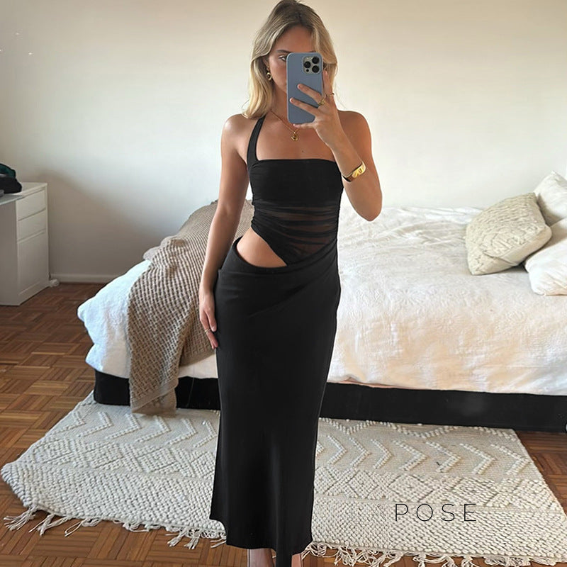 Emi Pleated Halter Maxi Dress [PQ0AQ4CU]