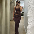 Emi Pleated Halter Maxi Dress [5CXM42M1]