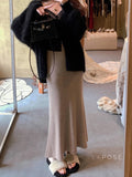 Emilie Knit Fishtail Midi Skirt [LSIMF2AY]