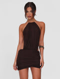 LaPose Emmalee Gold Detail Mini Dress - Brown