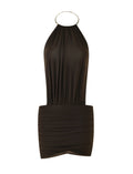 LaPose Emmalee Gold Detail Mini Dress - Brown