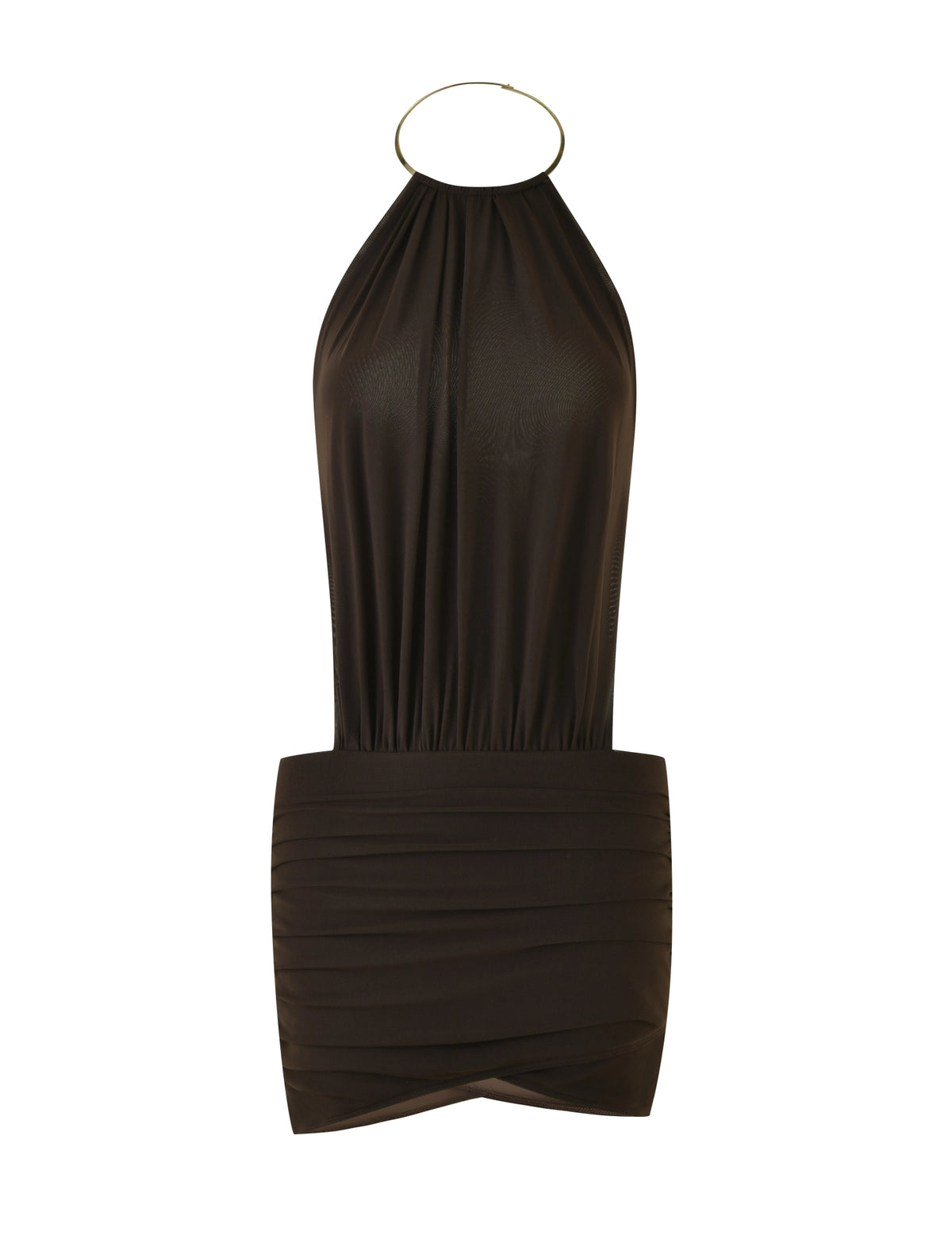 LaPose Emmalee Gold Detail Mini Dress - Brown