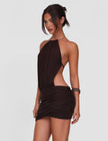 LaPose Emmalee Gold Detail Mini Dress - Brown
