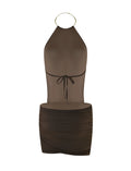 LaPose Emmalee Gold Detail Mini Dress - Brown