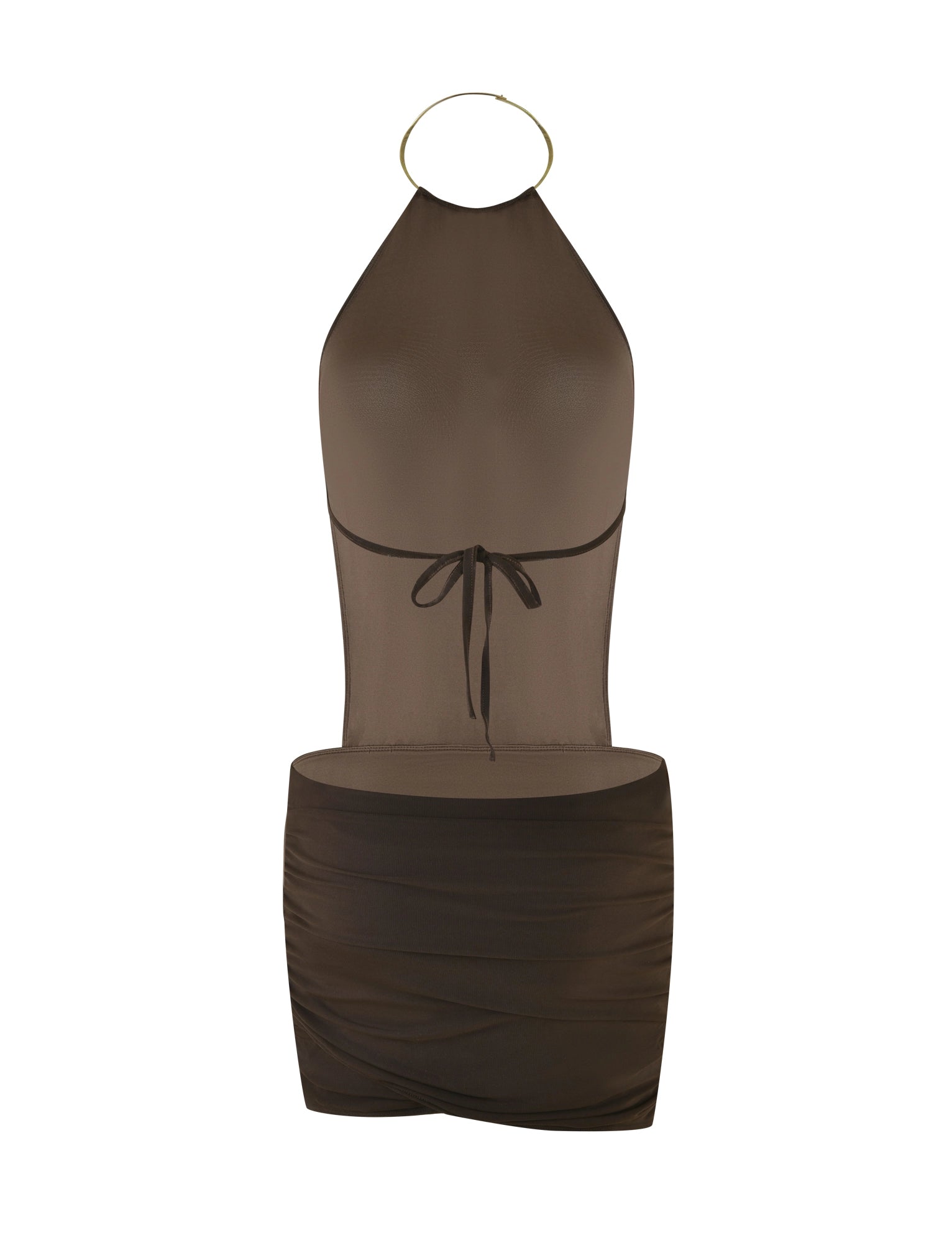 LaPose Emmalee Gold Detail Mini Dress - Brown