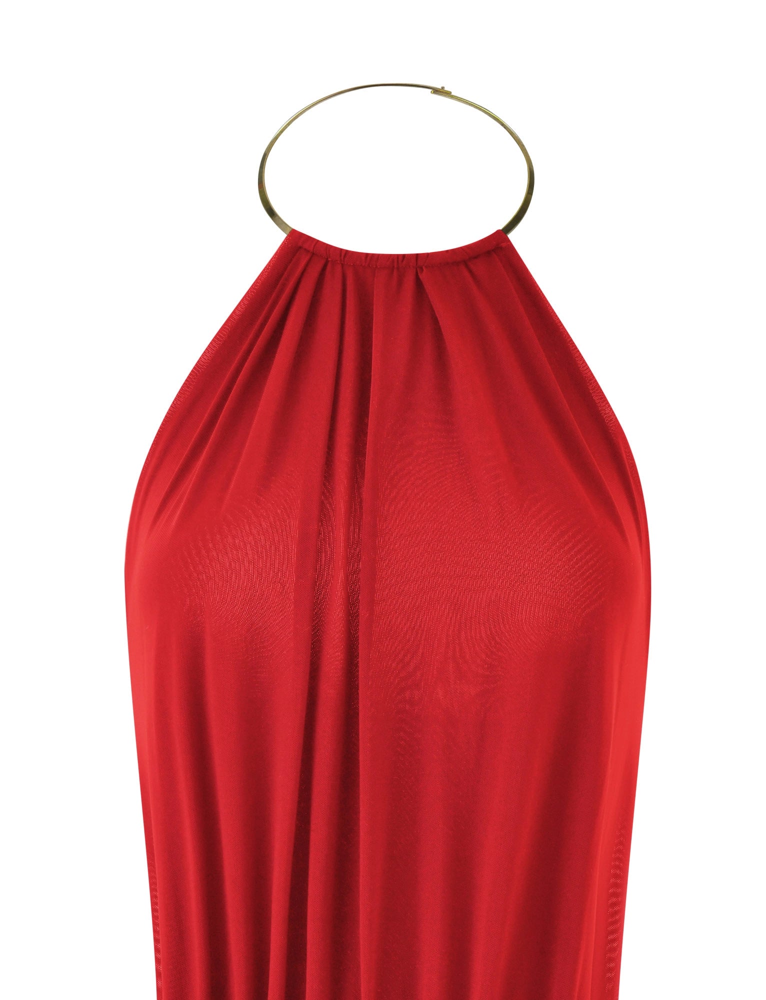 LaPose Emmalee Gold Detail Mini Dress - Deep Red