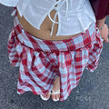 Emmarie Gingham A-Line Skirt [T3CJN219]