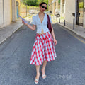 Emmarie Gingham A-Line Skirt [0NT5T4O2]