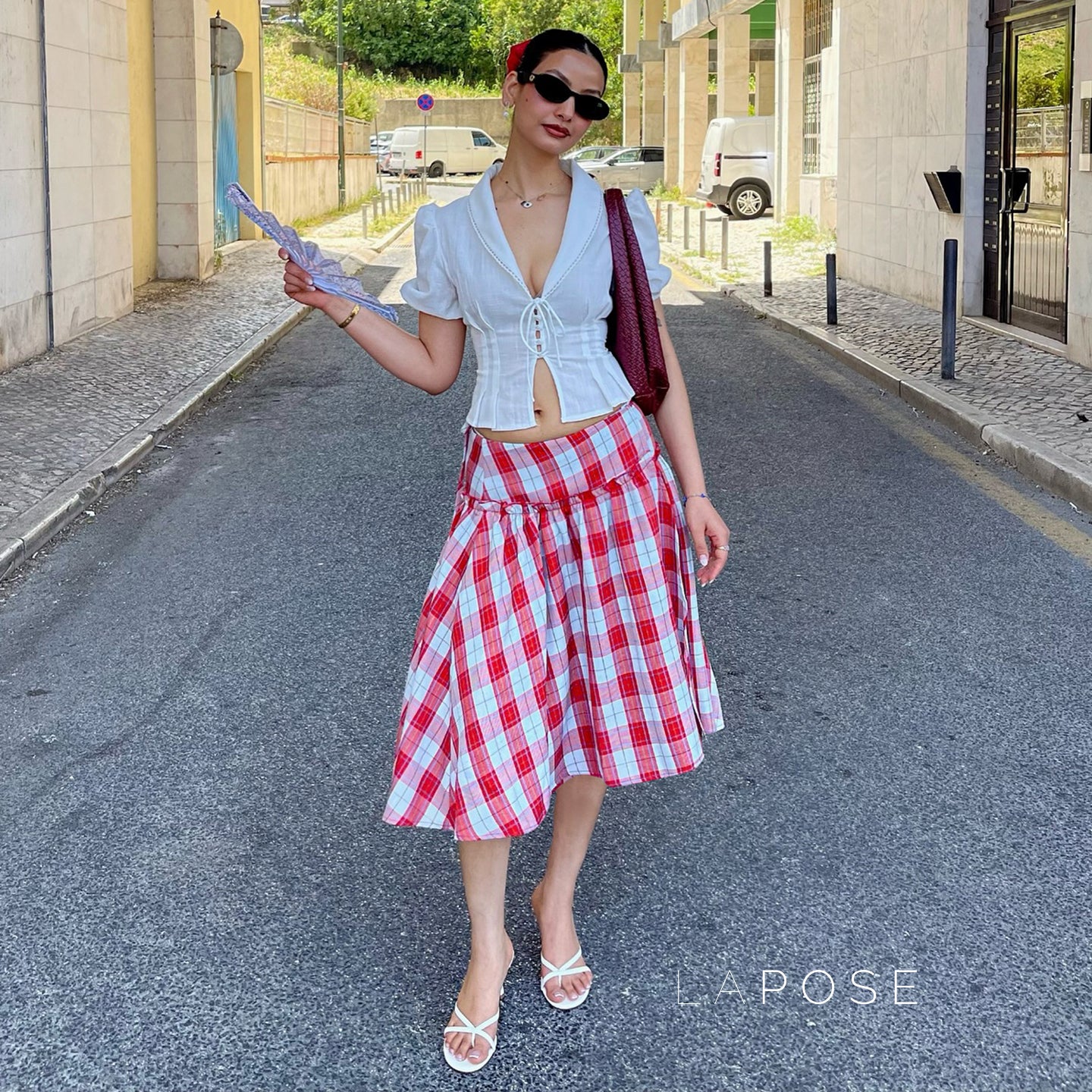 Emmarie Gingham A-Line Skirt [0NT5T4O2]