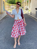 Emmarie Gingham A-Line Skirt [DSG6IHAE]