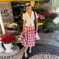 Emmarie Gingham A-Line Skirt [FYLY00H5]