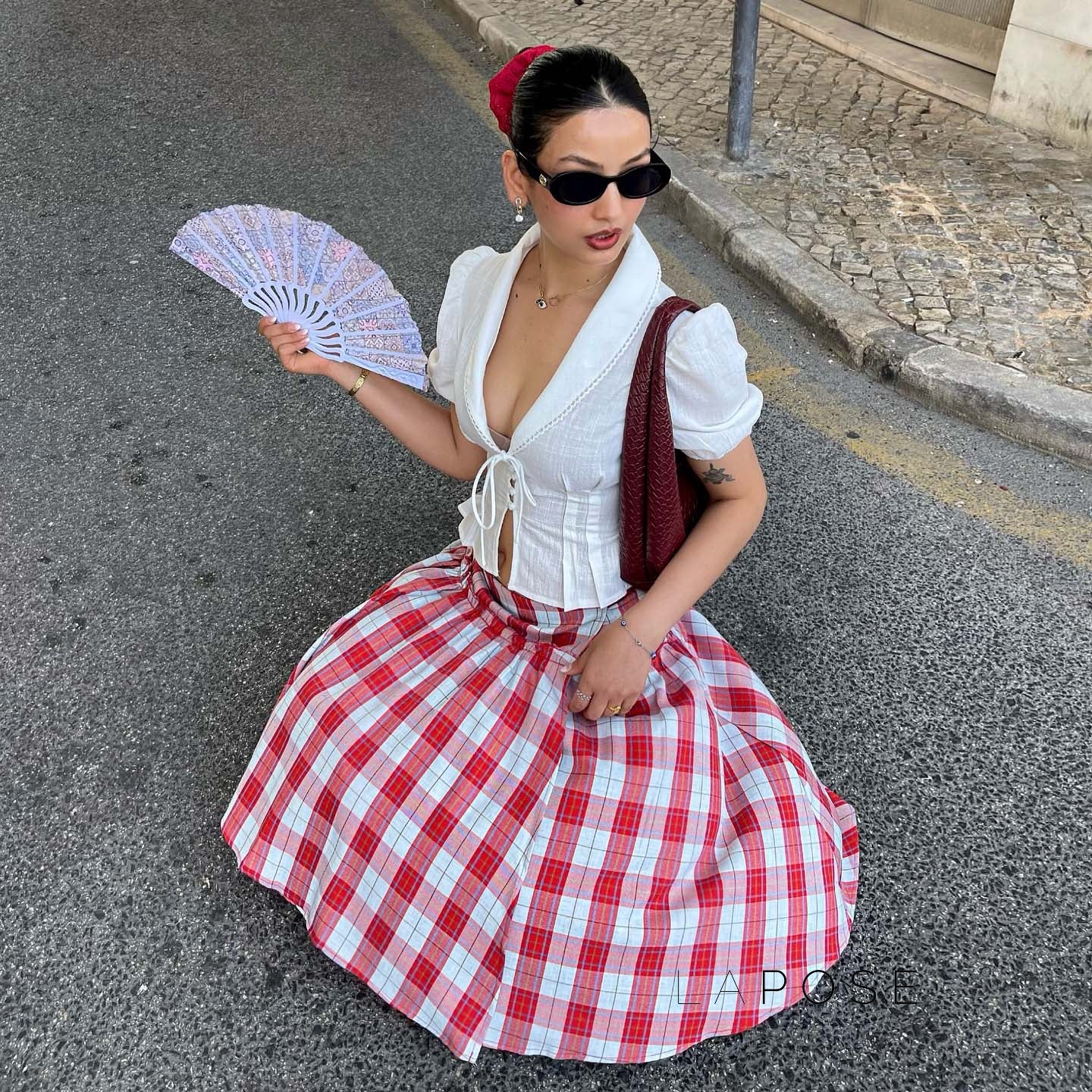 Emmarie Gingham A-Line Skirt [6E9BHPSD]
