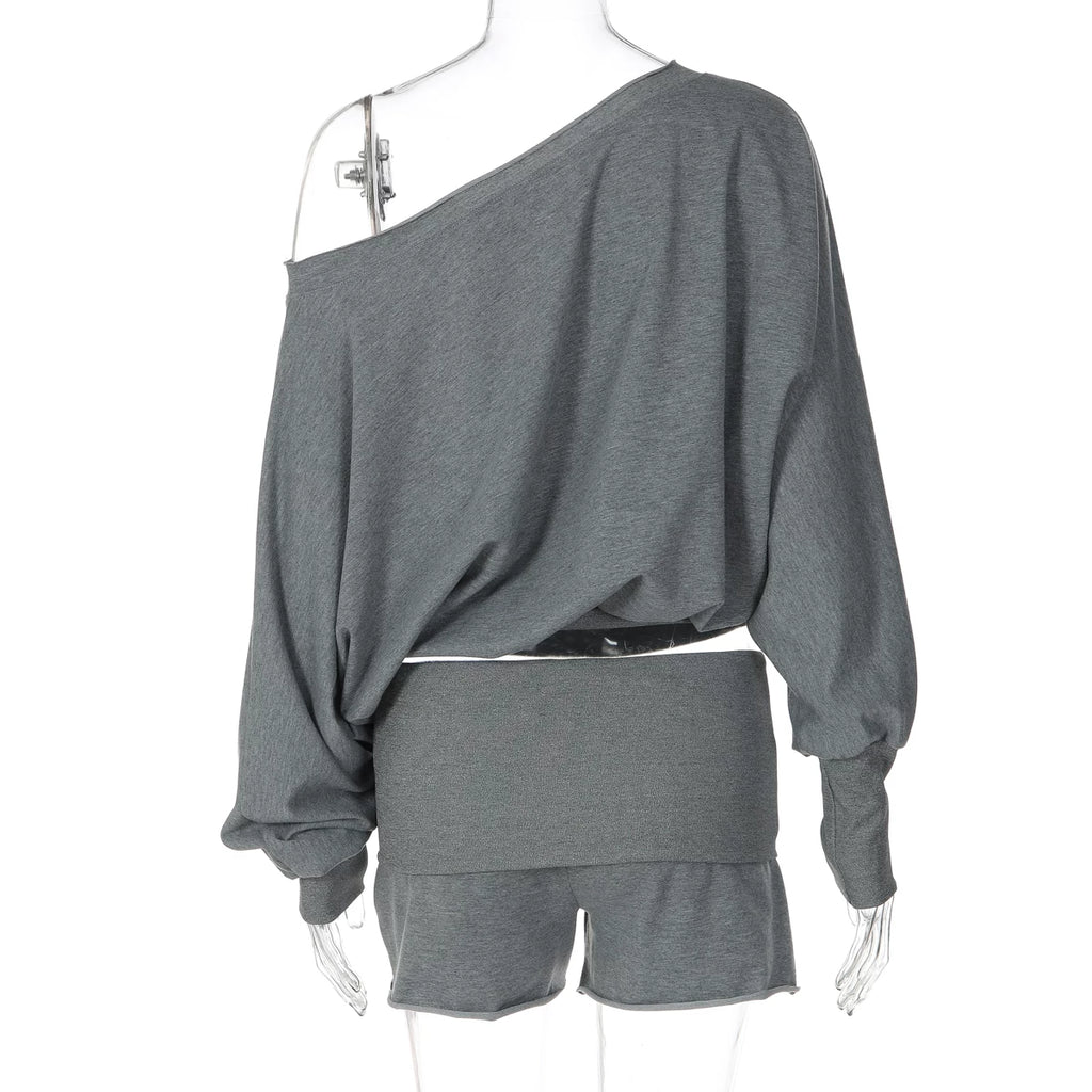 LaPose - Emmylou Off-Shoulder Sweatshirt Shorts Set