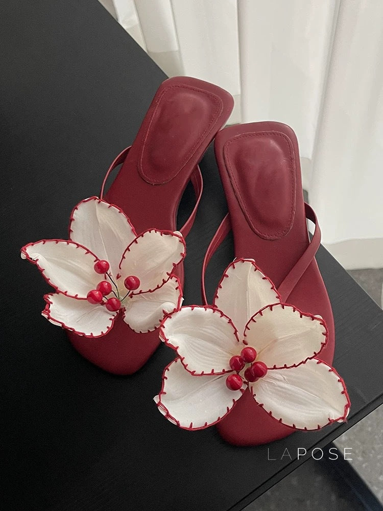 Emori Floral Kitten Heel Sandals [304EZYMM]