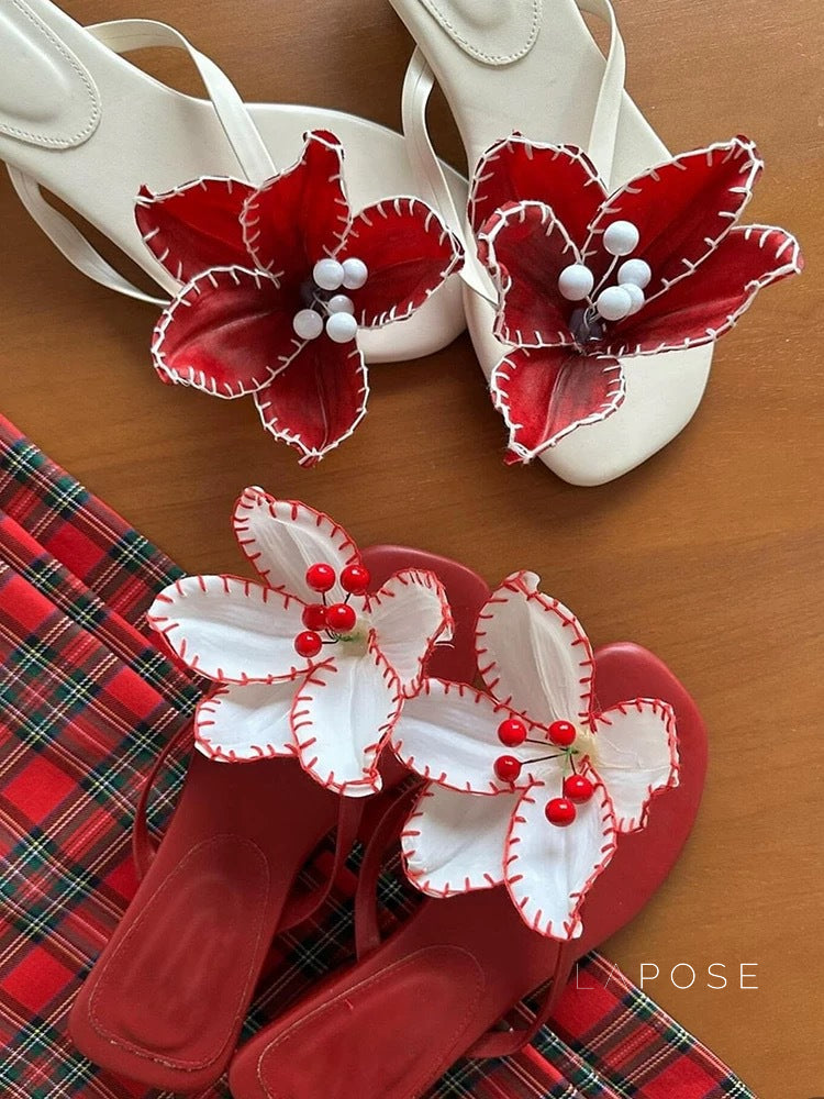 Emori Floral Kitten Heel Sandals [SSGYWD2E]