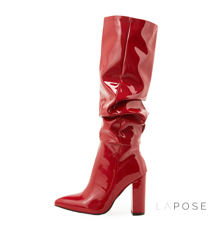 Emree Patent Block Heel Boots [3JJM27S9]